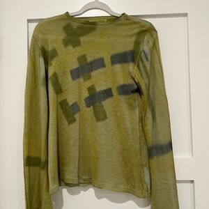 Olive Green Cashmere Sweater Marika Charles long sleeve Crewneck sweater size 2